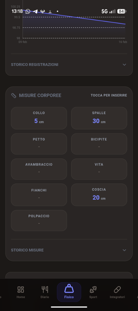 Lifestyle Tracker Misurazioni